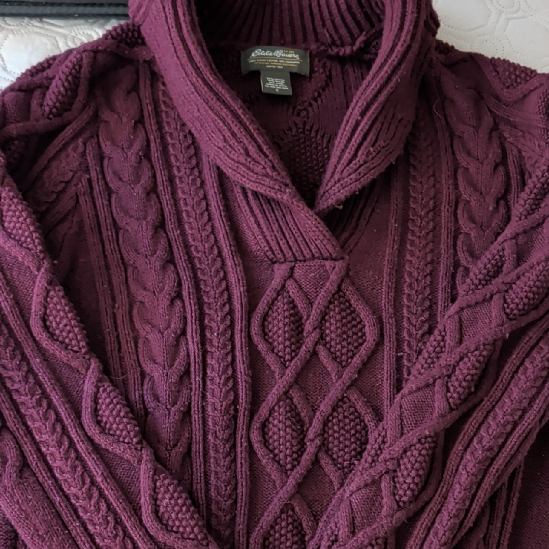 Eddie Bauer Women's Cable Knit Sweater - Purple
